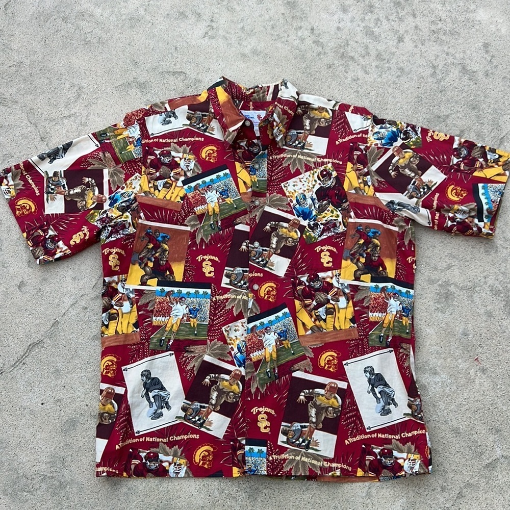 Reyn Spooner Vintage USC Trojans NCAA Hawaiin Shirt Men's Size L